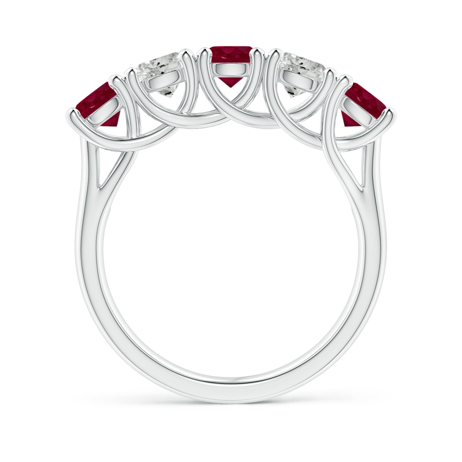 4.5mm A Half Eternity Five Stone Ruby and Diamond Wedding Band in P950 Platinum side 199