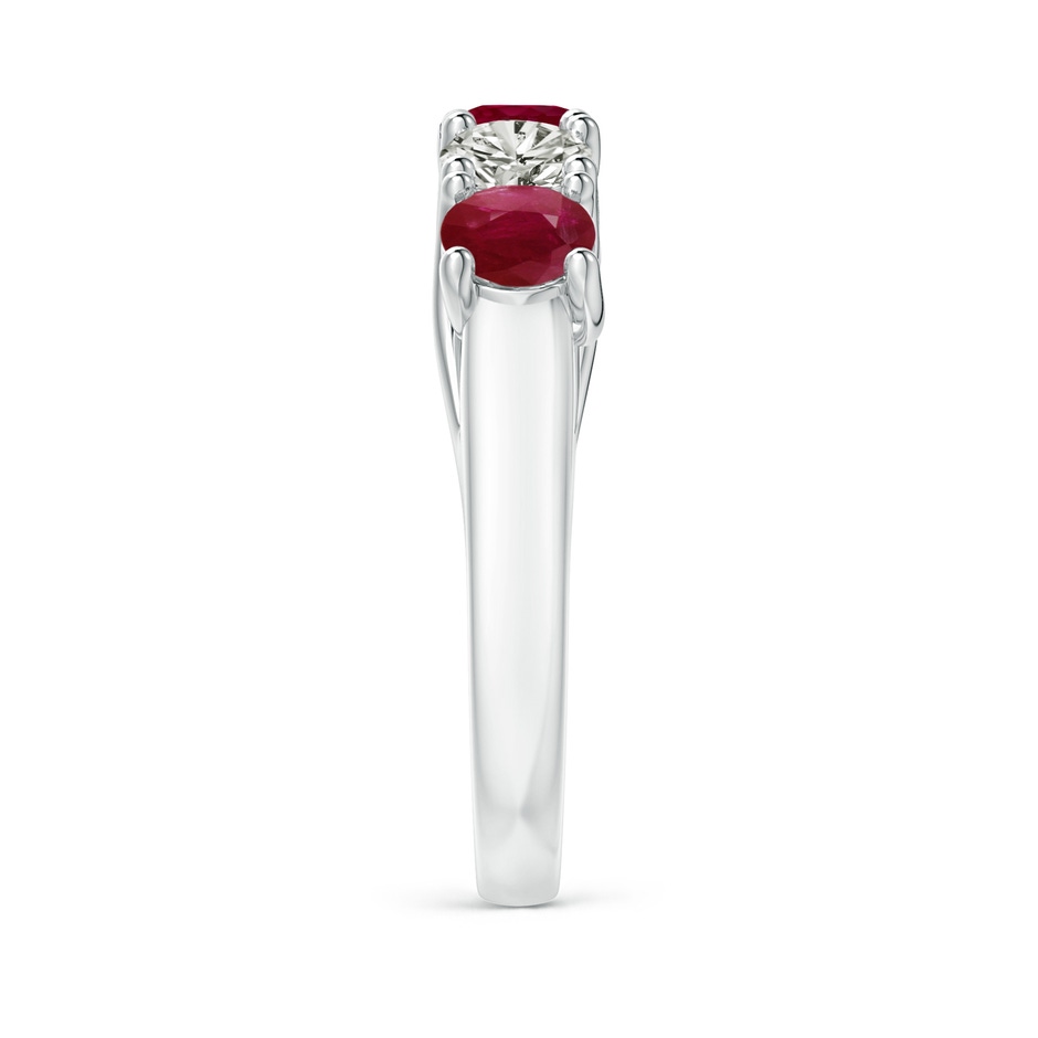 4.5mm A Half Eternity Five Stone Ruby and Diamond Wedding Band in P950 Platinum side 299