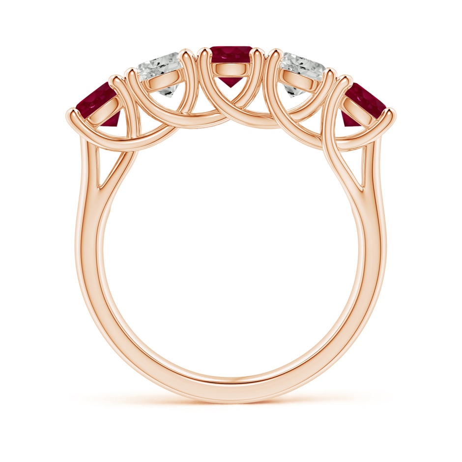 4.5mm A Half Eternity Five Stone Ruby and Diamond Wedding Band in Rose Gold side 199