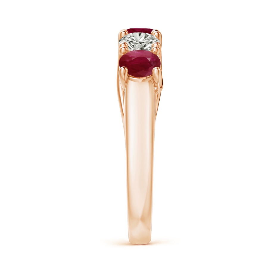 4.5mm A Half Eternity Five Stone Ruby and Diamond Wedding Band in Rose Gold side 299