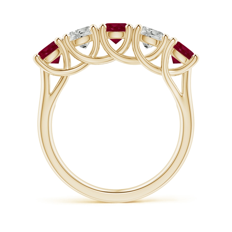 4.5mm A Half Eternity Five Stone Ruby and Diamond Wedding Band in Yellow Gold side 199
