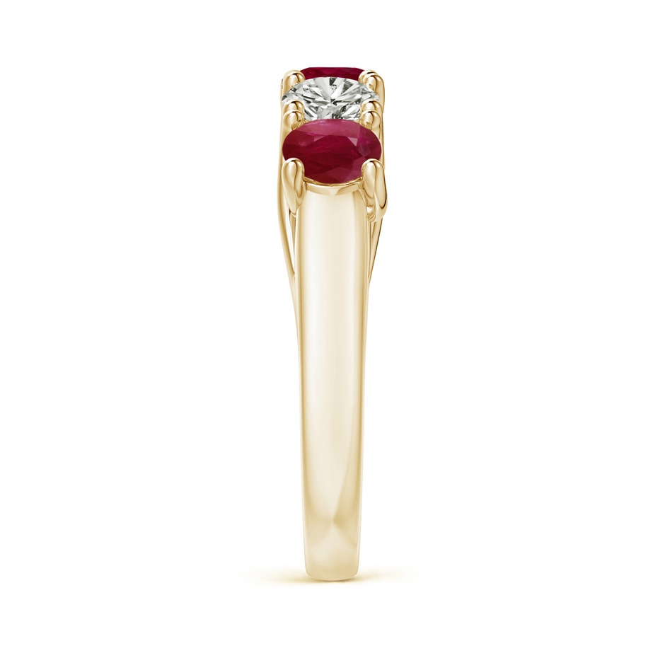 4.5mm A Half Eternity Five Stone Ruby and Diamond Wedding Band in Yellow Gold side 299