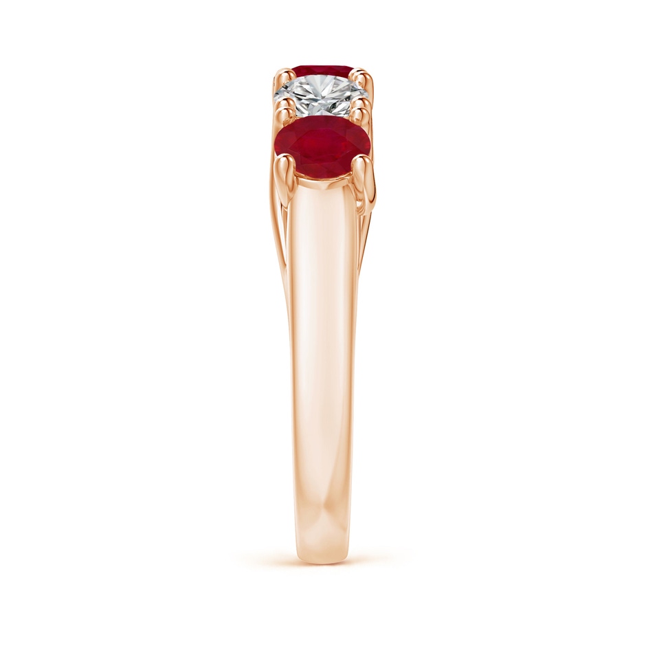 4.5mm AA Half Eternity Five Stone Ruby and Diamond Wedding Band in Rose Gold side 299