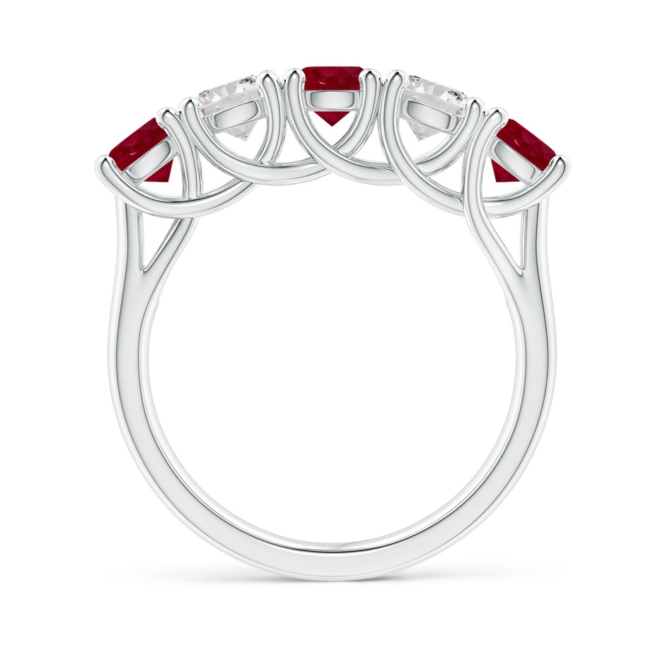 4.5mm AA Half Eternity Five Stone Ruby and Diamond Wedding Band in White Gold side 199