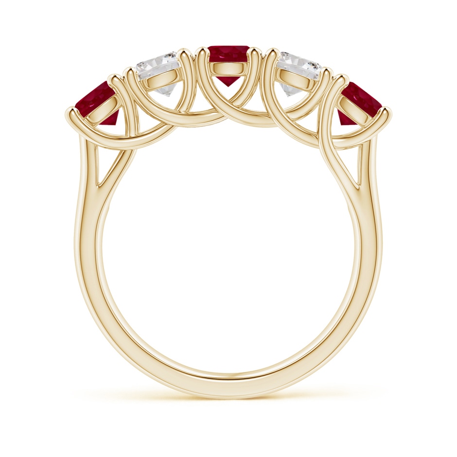 4.5mm AA Half Eternity Five Stone Ruby and Diamond Wedding Band in Yellow Gold side 199