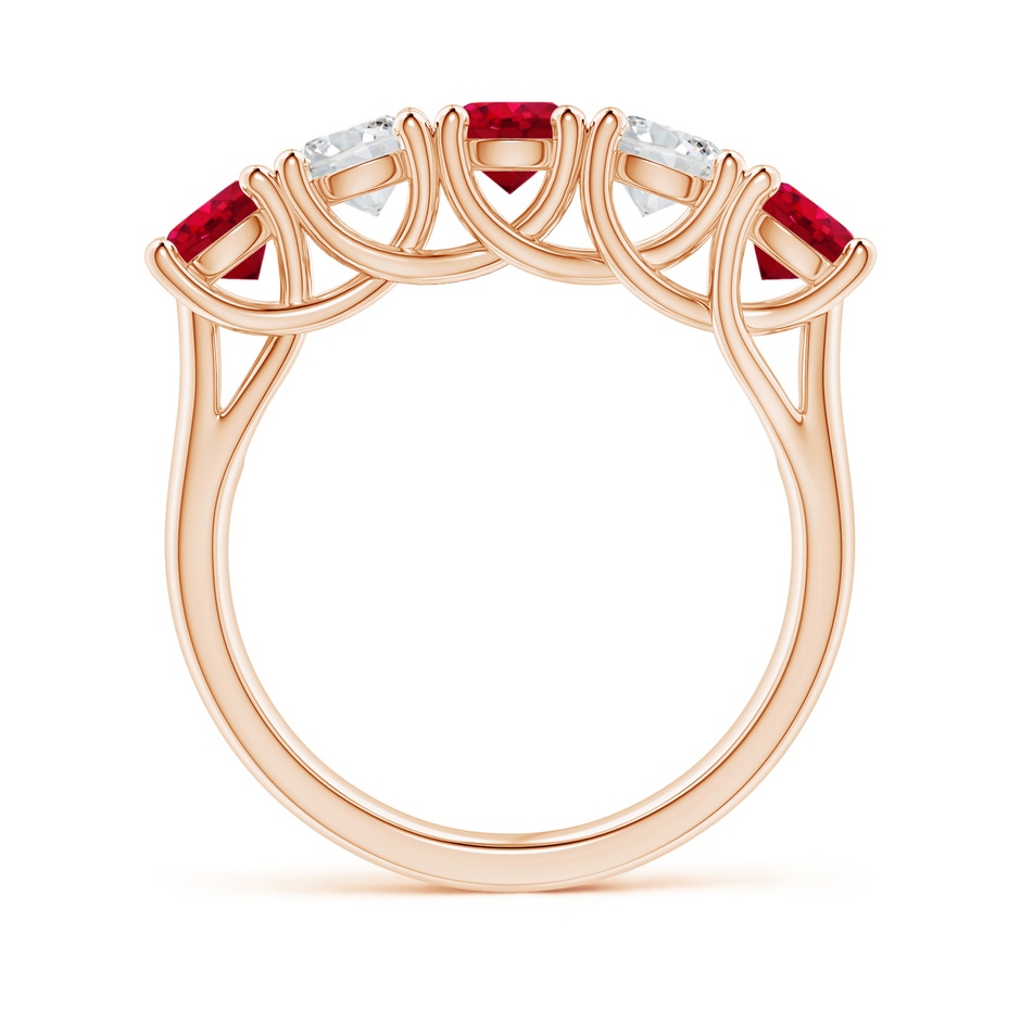 4.5mm AAA Half Eternity Five Stone Ruby and Diamond Wedding Band in Rose Gold side 199