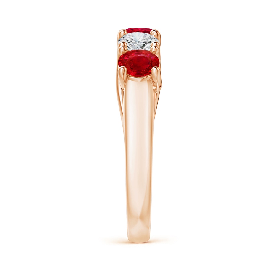 4.5mm AAA Half Eternity Five Stone Ruby and Diamond Wedding Band in Rose Gold side 299