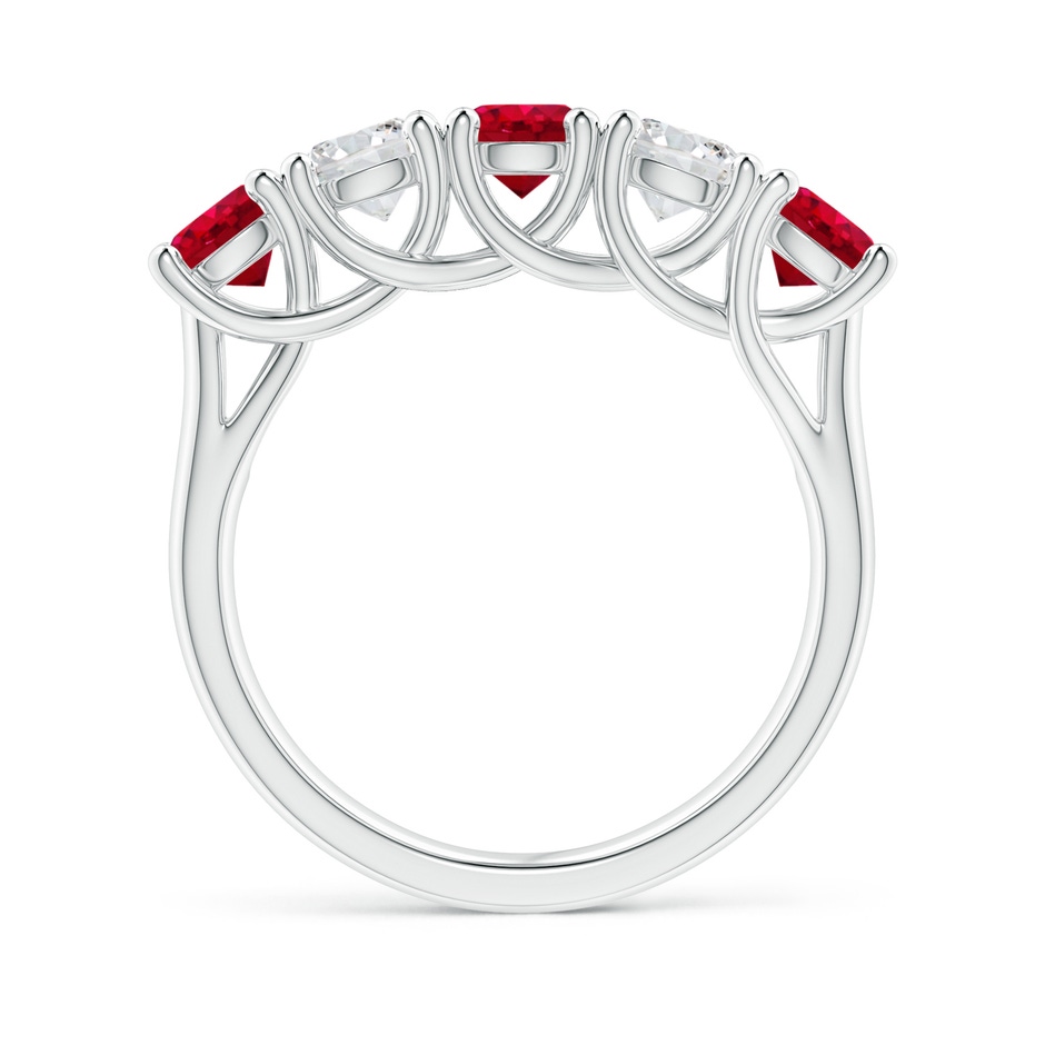 4.5mm AAA Half Eternity Five Stone Ruby and Diamond Wedding Band in S999 Silver side 199