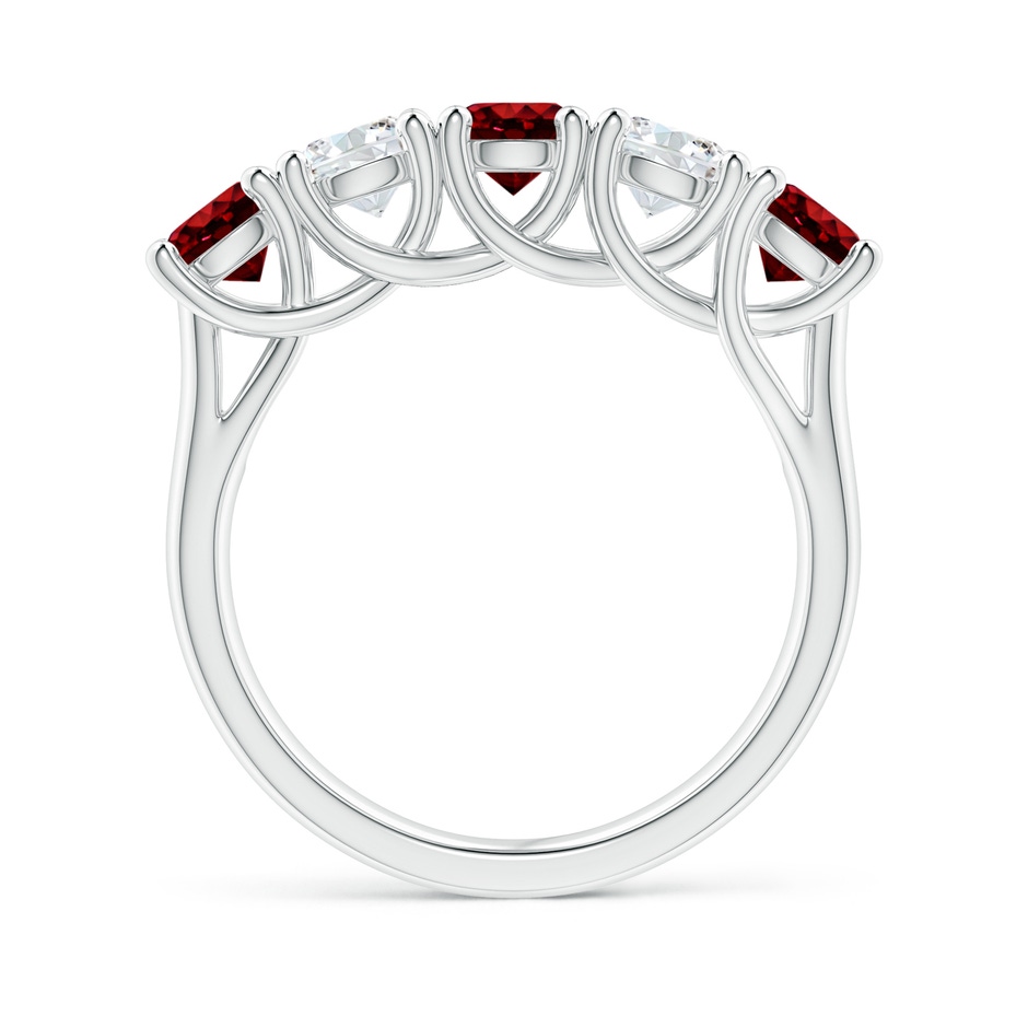 4.5mm AAAA Half Eternity Five Stone Ruby and Diamond Wedding Band in P950 Platinum side 199
