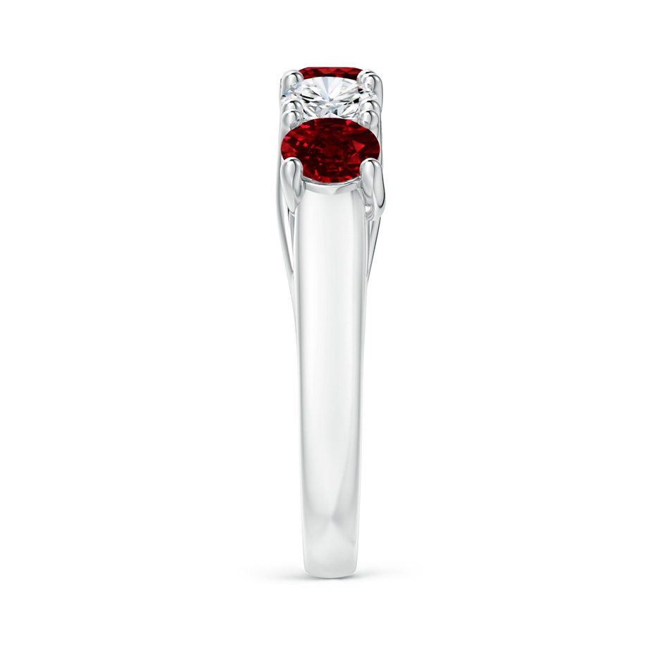 4.5mm AAAA Half Eternity Five Stone Ruby and Diamond Wedding Band in P950 Platinum side 299