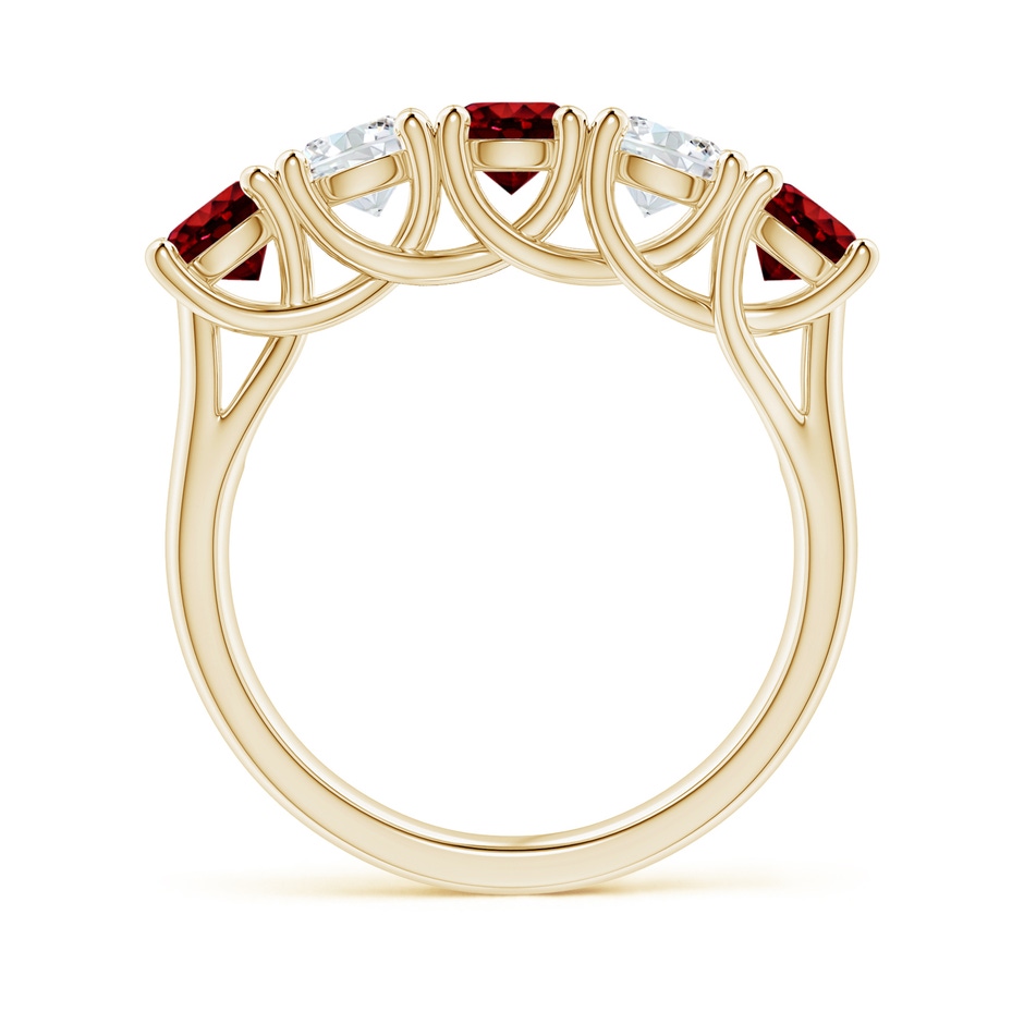 4.5mm AAAA Half Eternity Five Stone Ruby and Diamond Wedding Band in Yellow Gold side 199