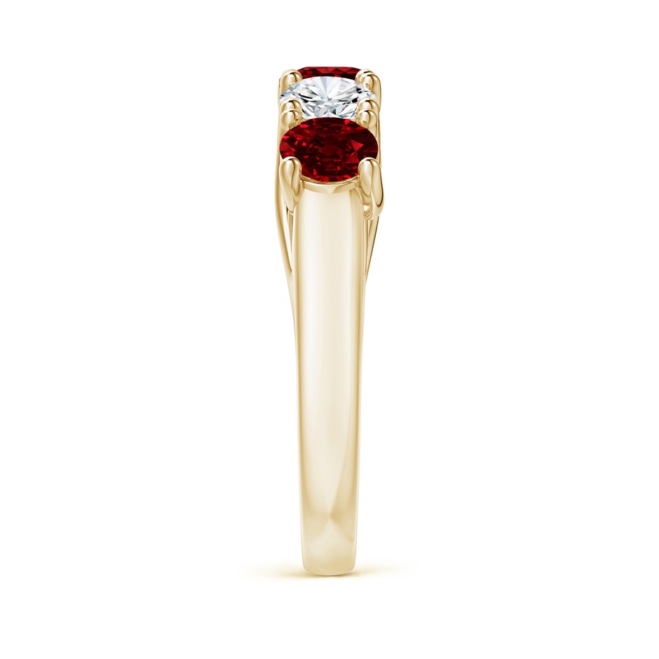 4.5mm AAAA Half Eternity Five Stone Ruby and Diamond Wedding Band in Yellow Gold side 299