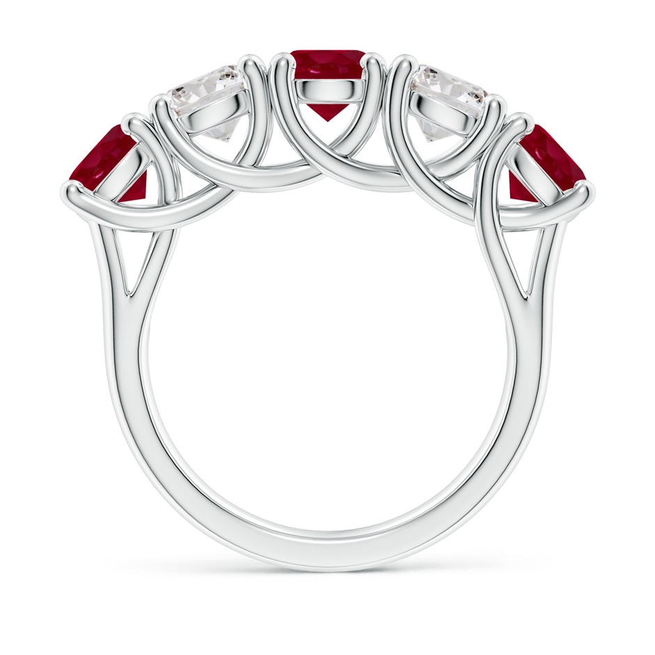 5.5mm AA Half Eternity Five Stone Ruby and Diamond Wedding Band in P950 Platinum side 199