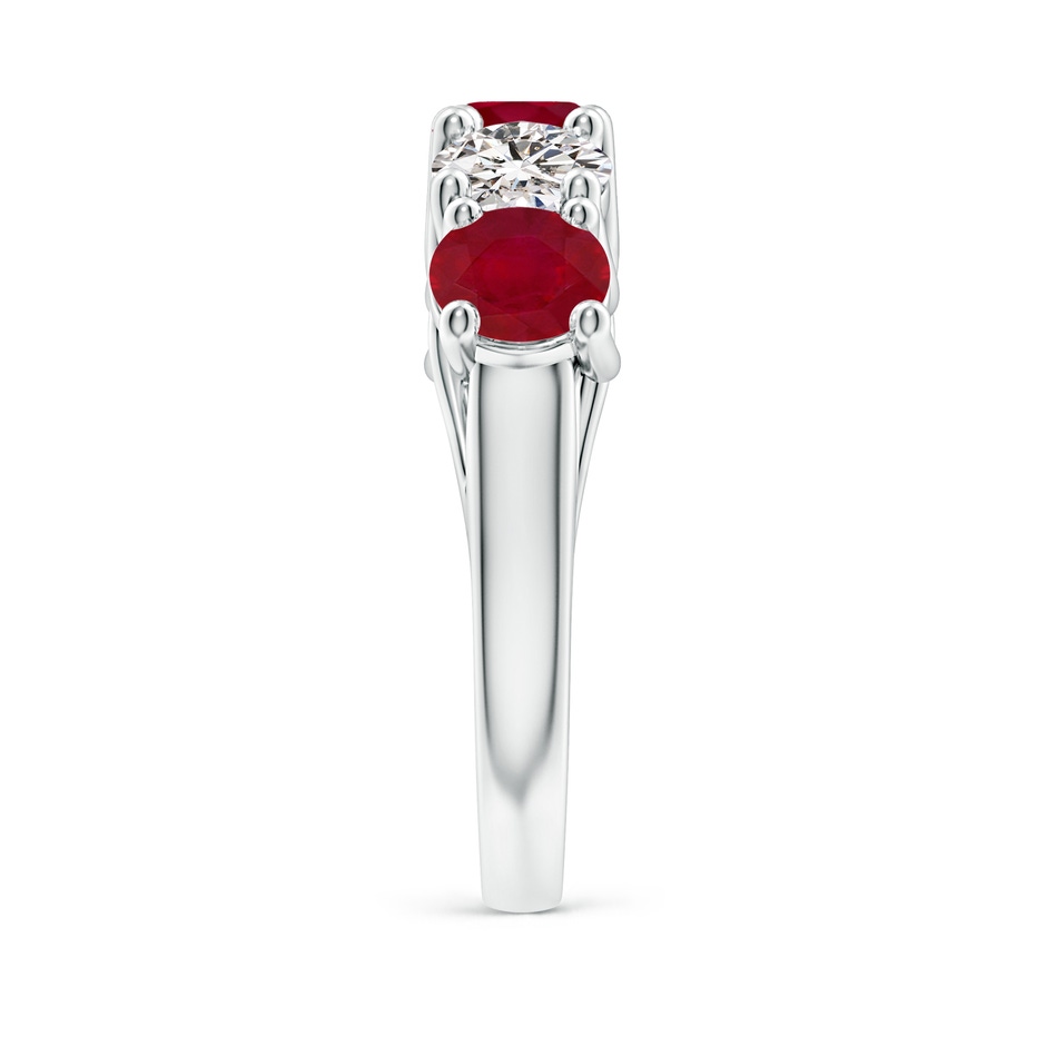 5.5mm AA Half Eternity Five Stone Ruby and Diamond Wedding Band in P950 Platinum side 299