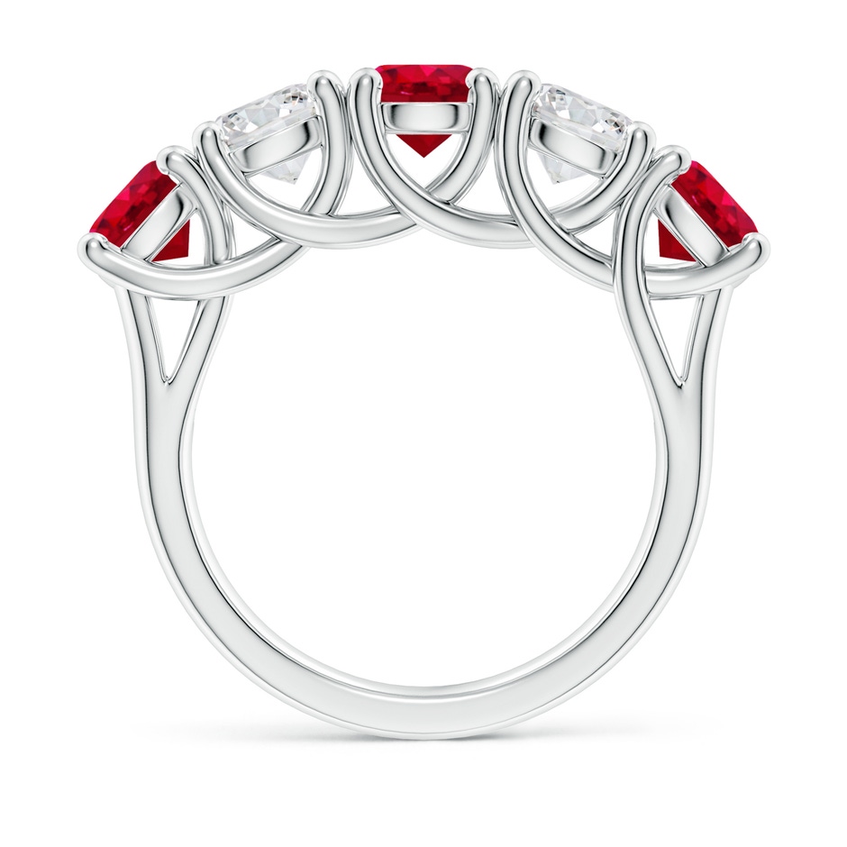 5.5mm AAA Half Eternity Five Stone Ruby and Diamond Wedding Band in P950 Platinum side 199