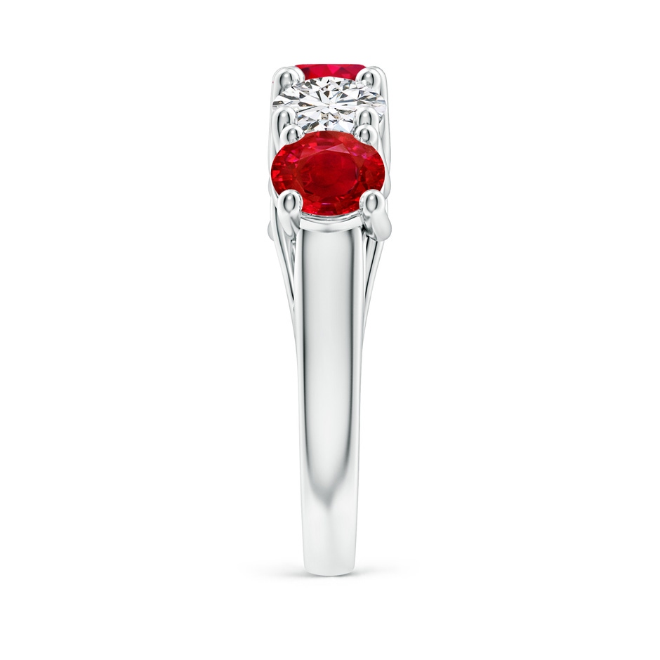 5.5mm AAA Half Eternity Five Stone Ruby and Diamond Wedding Band in P950 Platinum side 299