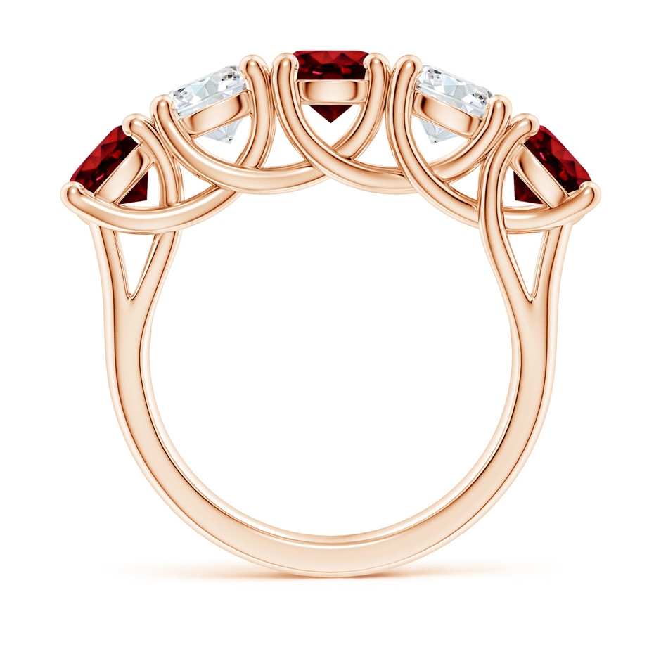 5.5mm AAAA Half Eternity Five Stone Ruby and Diamond Wedding Band in 9K Rose Gold side 199