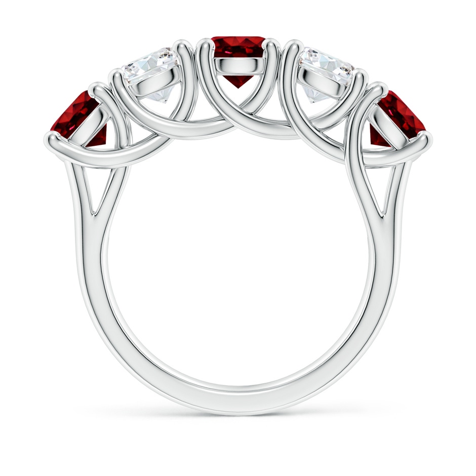 5.5mm AAAA Half Eternity Five Stone Ruby and Diamond Wedding Band in P950 Platinum side 199