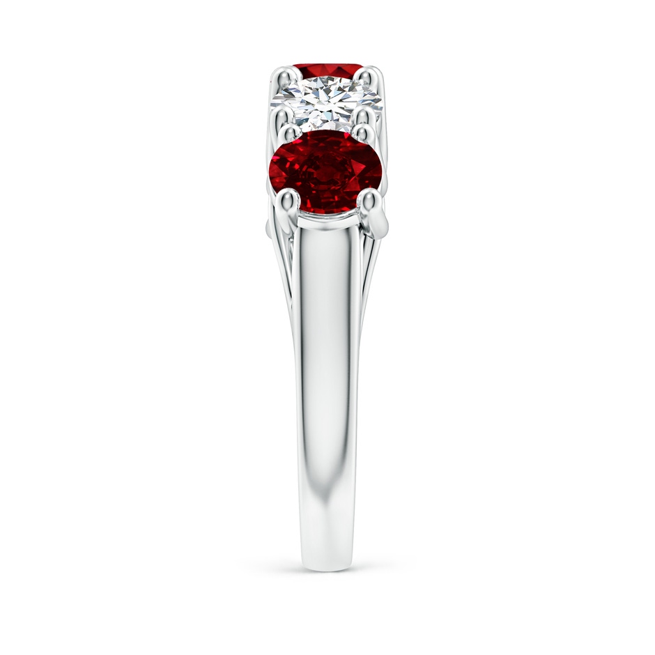 5.5mm AAAA Half Eternity Five Stone Ruby and Diamond Wedding Band in P950 Platinum side 299