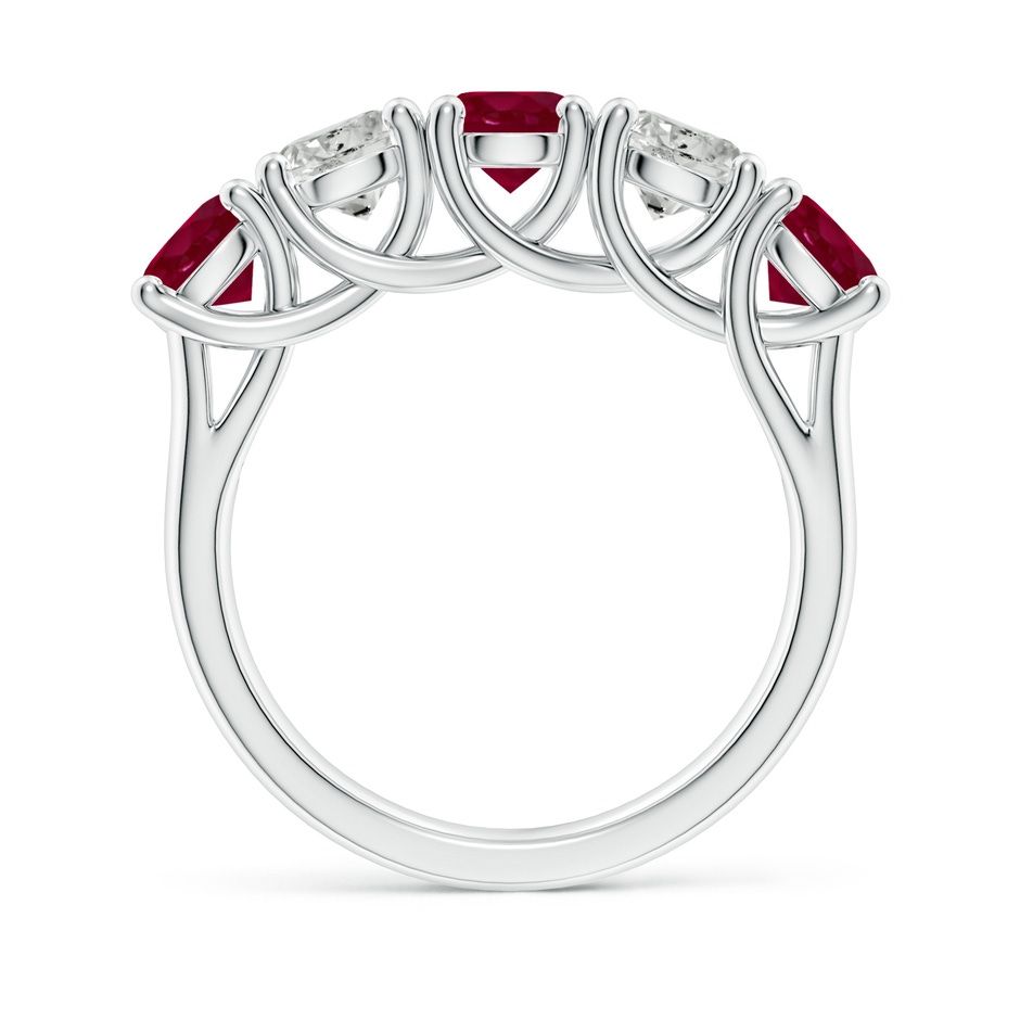 5mm A Half Eternity Five Stone Ruby and Diamond Wedding Band in White Gold side 199