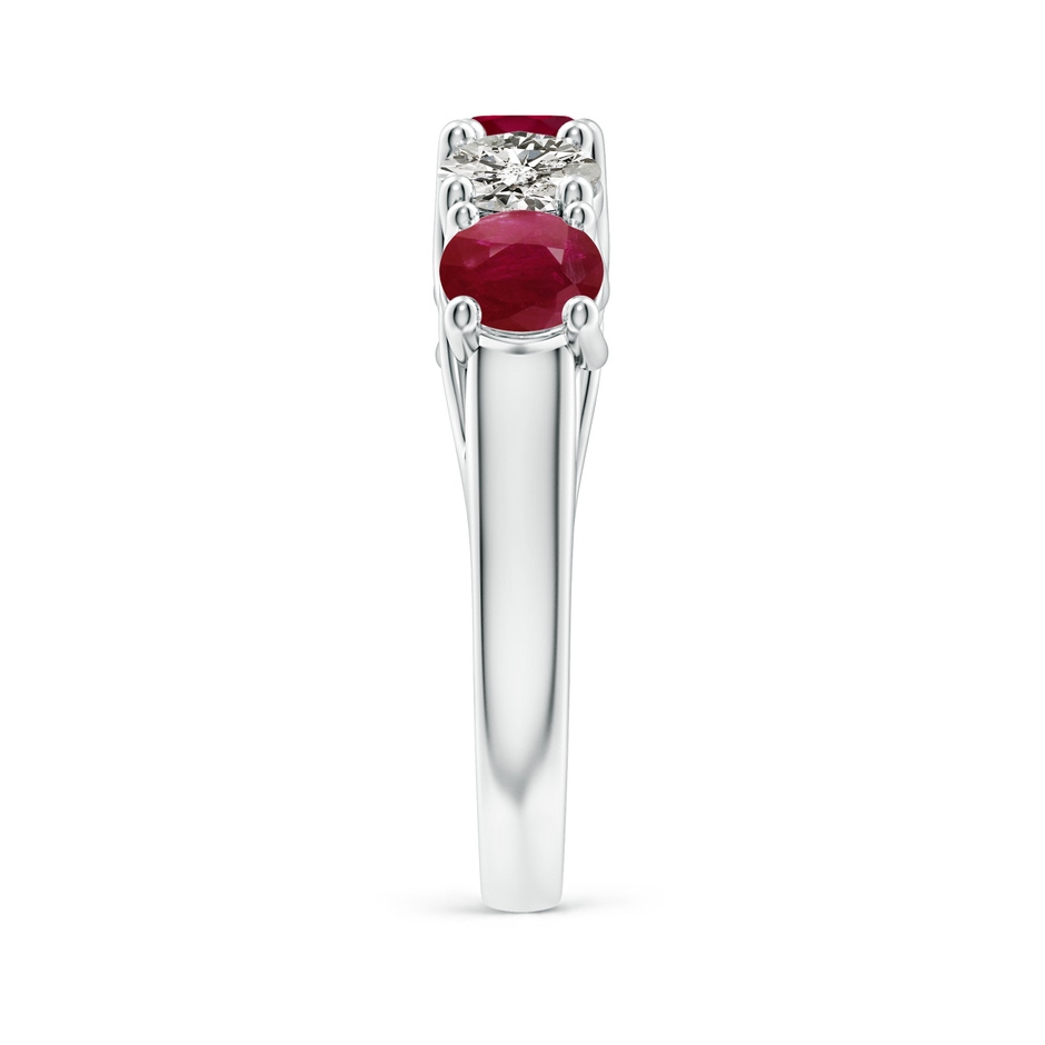 5mm A Half Eternity Five Stone Ruby and Diamond Wedding Band in White Gold side 299