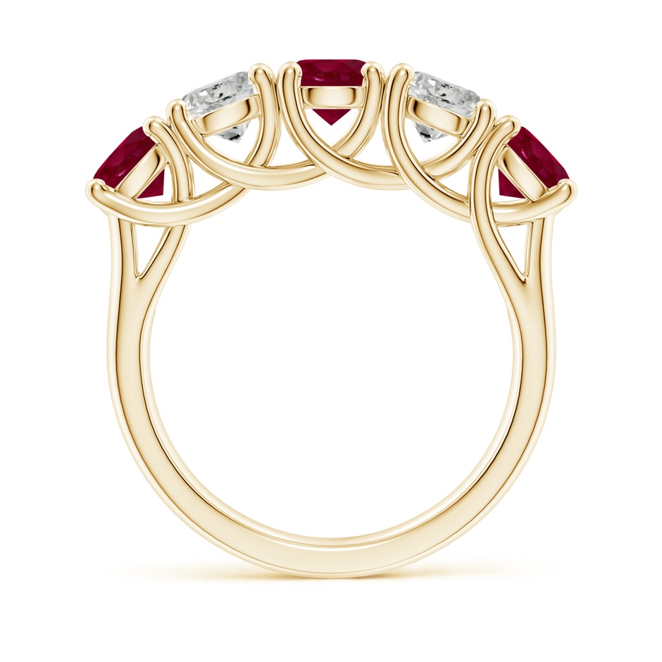 5mm A Half Eternity Five Stone Ruby and Diamond Wedding Band in Yellow Gold side 199