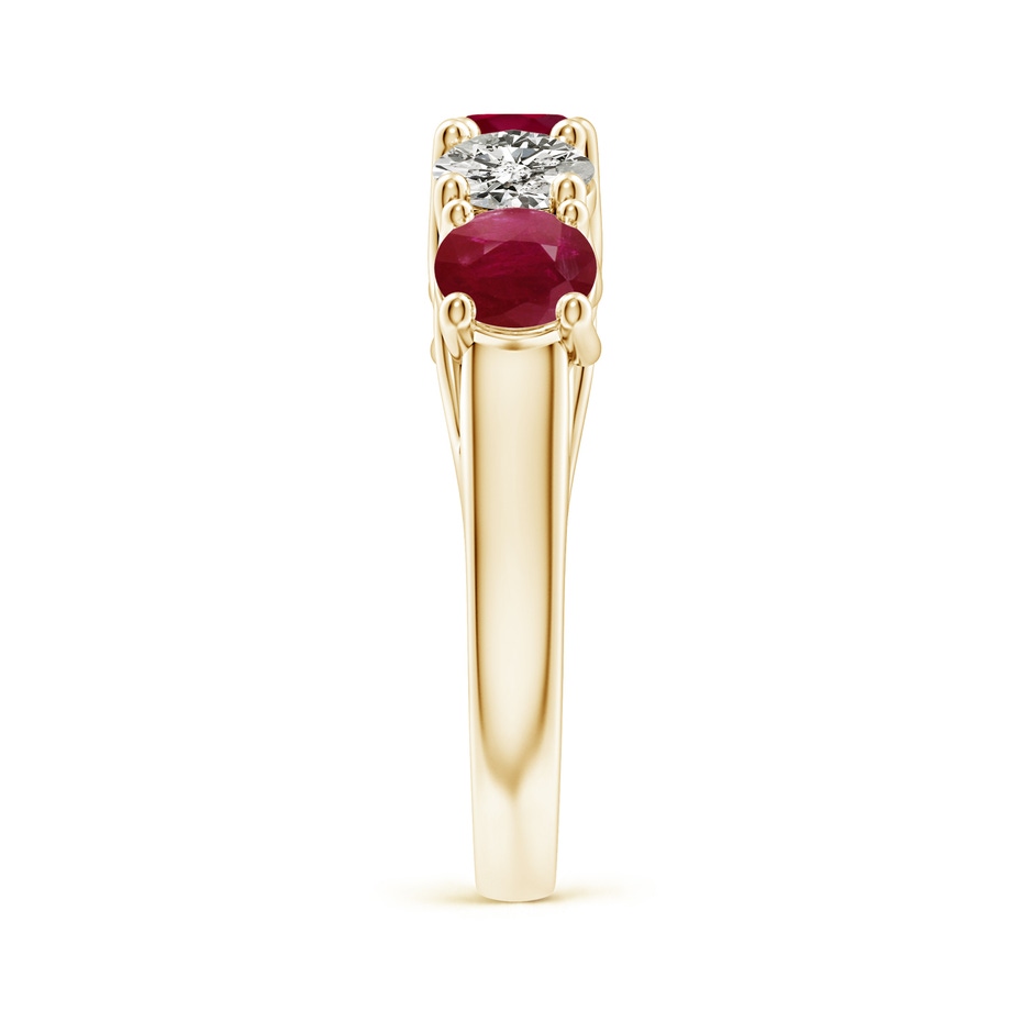 5mm A Half Eternity Five Stone Ruby and Diamond Wedding Band in Yellow Gold side 299