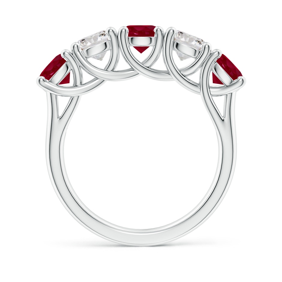 5mm AA Half Eternity Five Stone Ruby and Diamond Wedding Band in P950 Platinum side 199