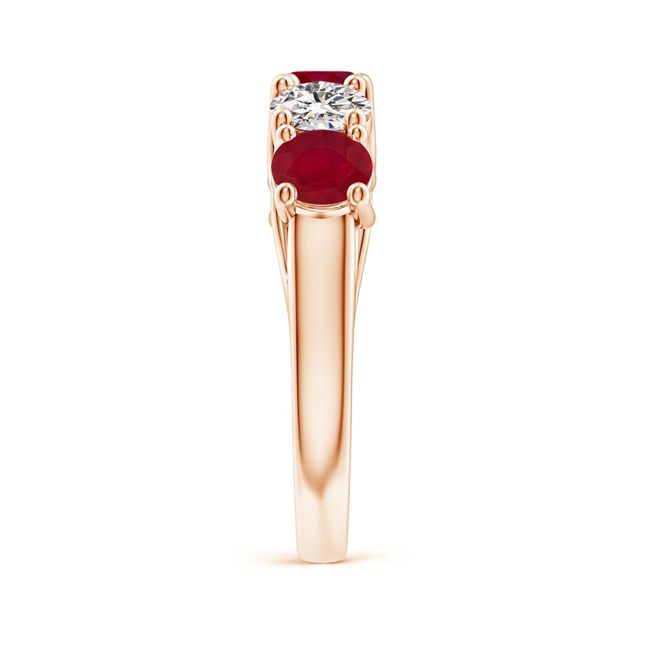 5mm AA Half Eternity Five Stone Ruby and Diamond Wedding Band in Rose Gold side 299