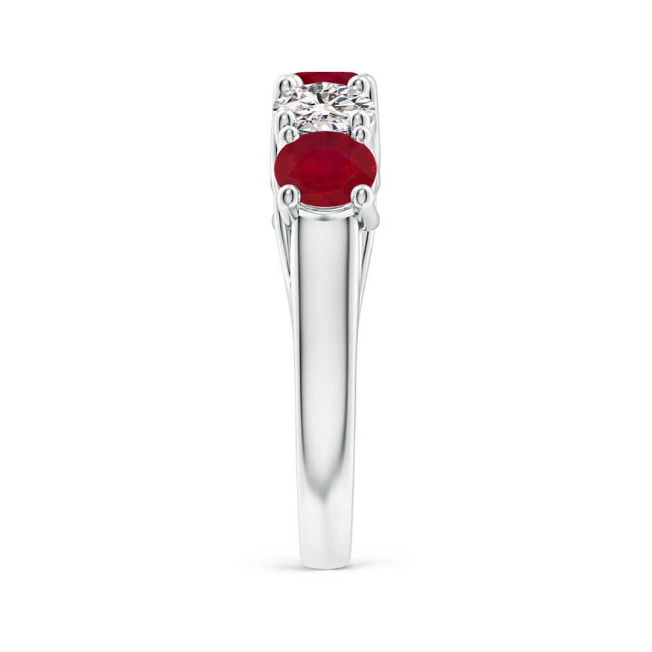 5mm AA Half Eternity Five Stone Ruby and Diamond Wedding Band in White Gold side 299