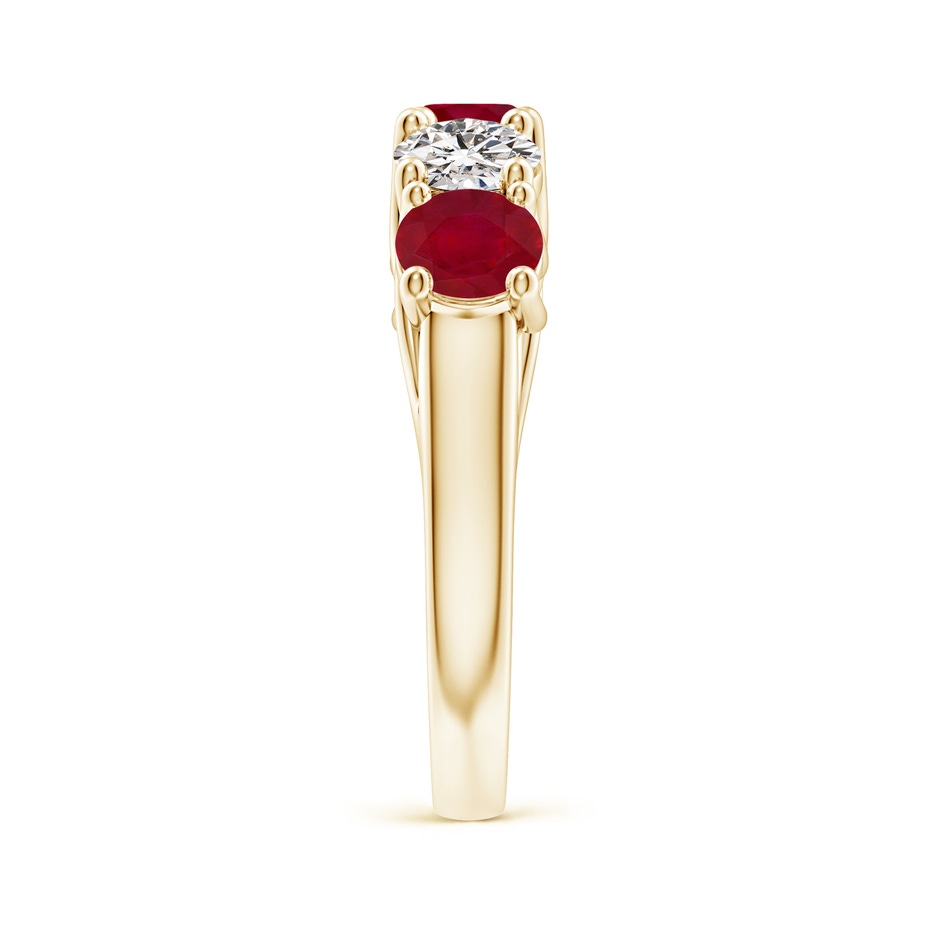 5mm AA Half Eternity Five Stone Ruby and Diamond Wedding Band in Yellow Gold side 299