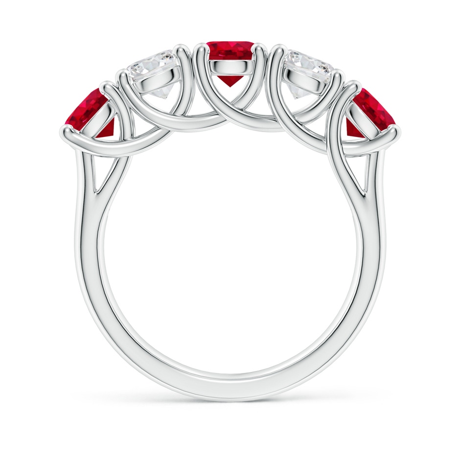 5mm AAA Half Eternity Five Stone Ruby and Diamond Wedding Band in White Gold side 199