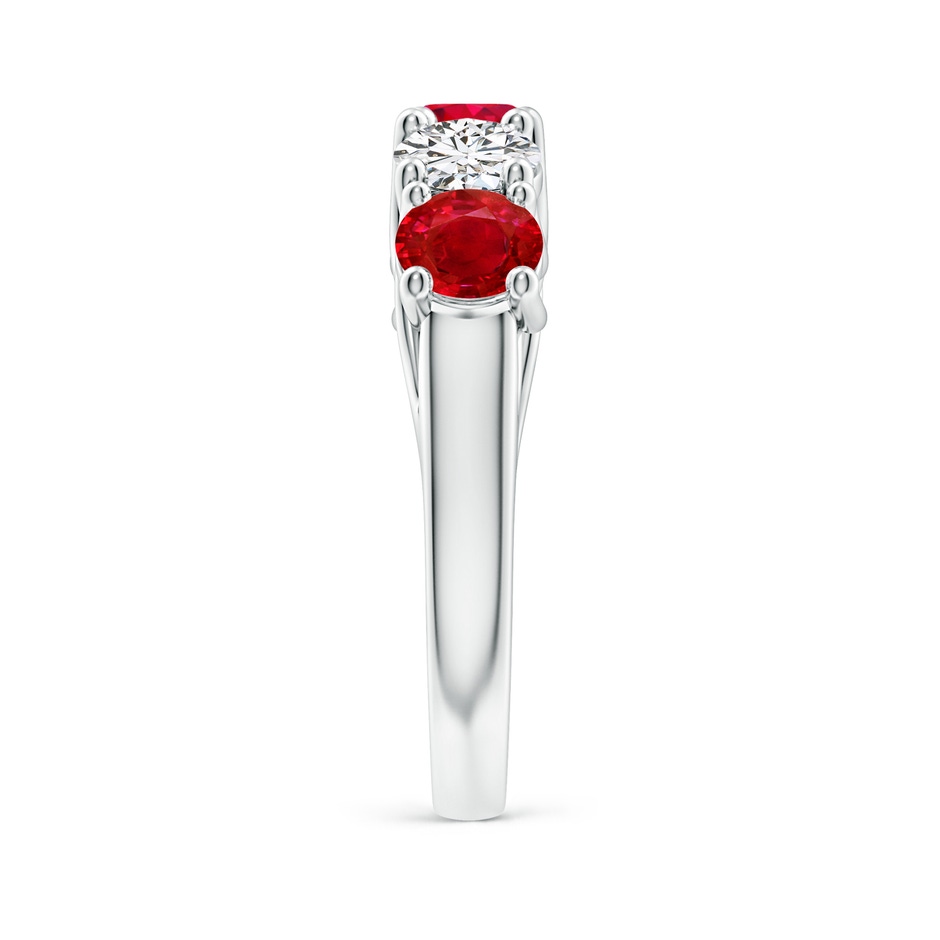 5mm AAA Half Eternity Five Stone Ruby and Diamond Wedding Band in White Gold side 299