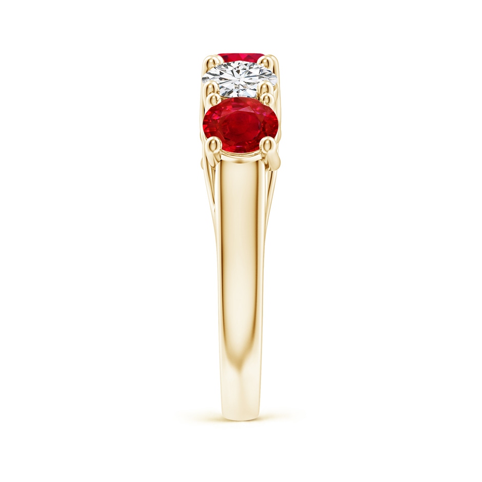 5mm AAA Half Eternity Five Stone Ruby and Diamond Wedding Band in Yellow Gold side 299