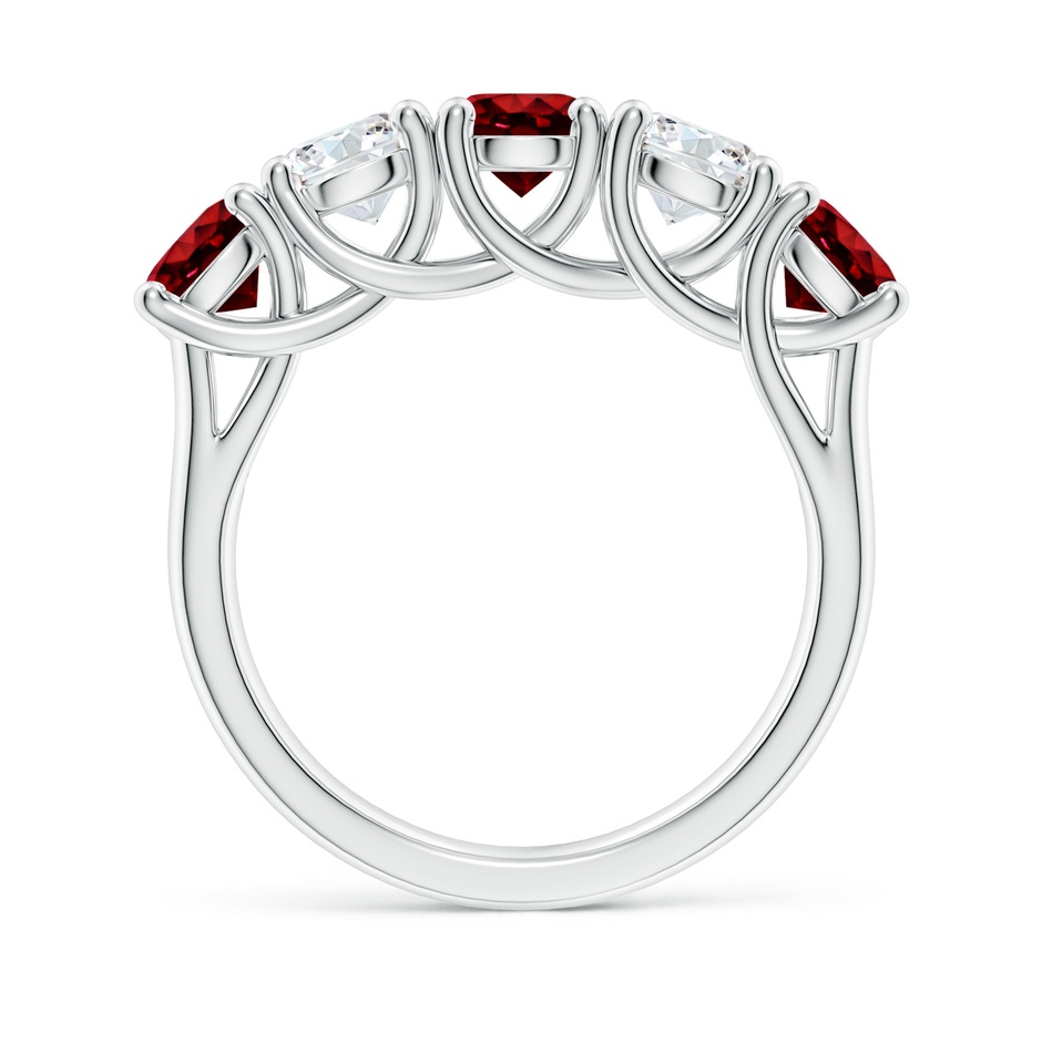 5mm AAAA Half Eternity Five Stone Ruby and Diamond Wedding Band in S999 Silver side 199