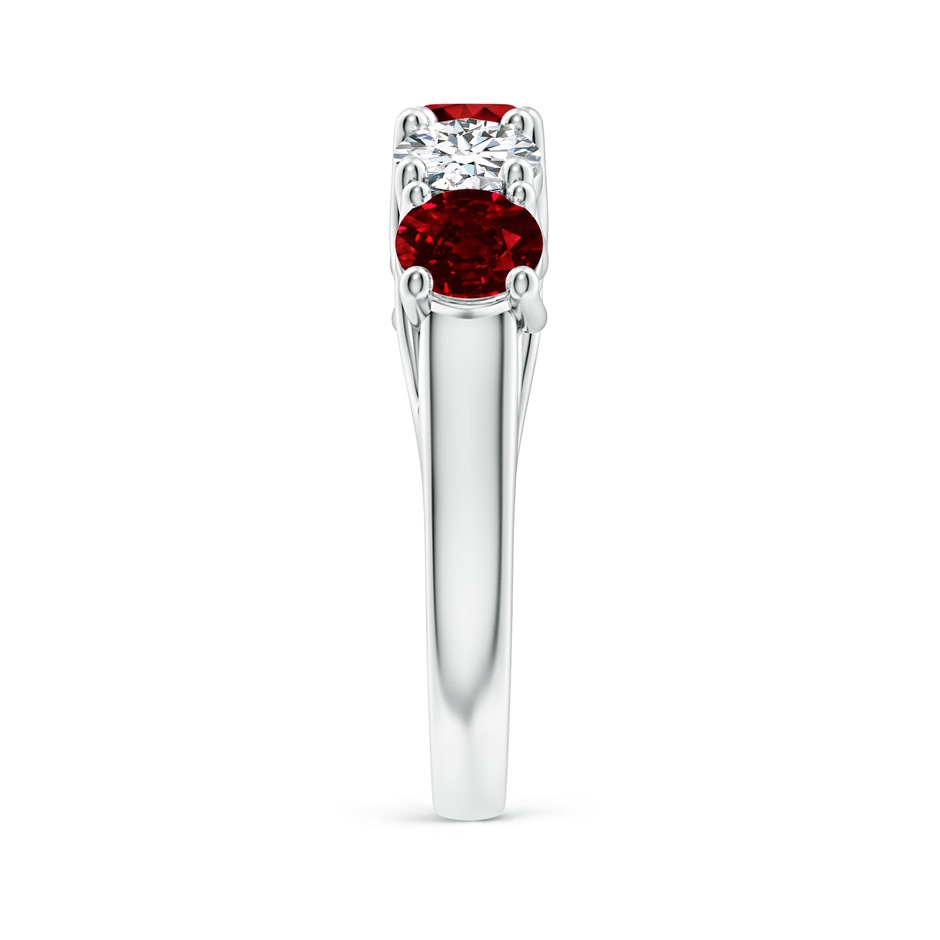 5mm AAAA Half Eternity Five Stone Ruby and Diamond Wedding Band in S999 Silver side 299