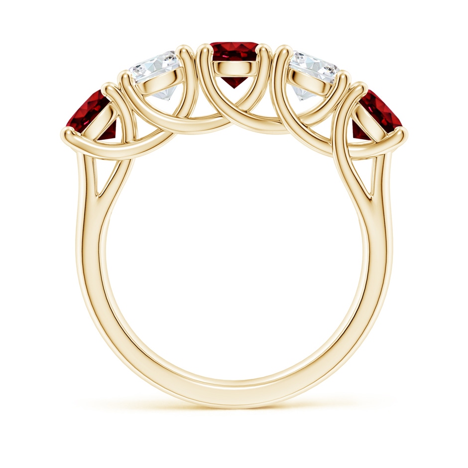 5mm AAAA Half Eternity Five Stone Ruby and Diamond Wedding Band in Yellow Gold side 199