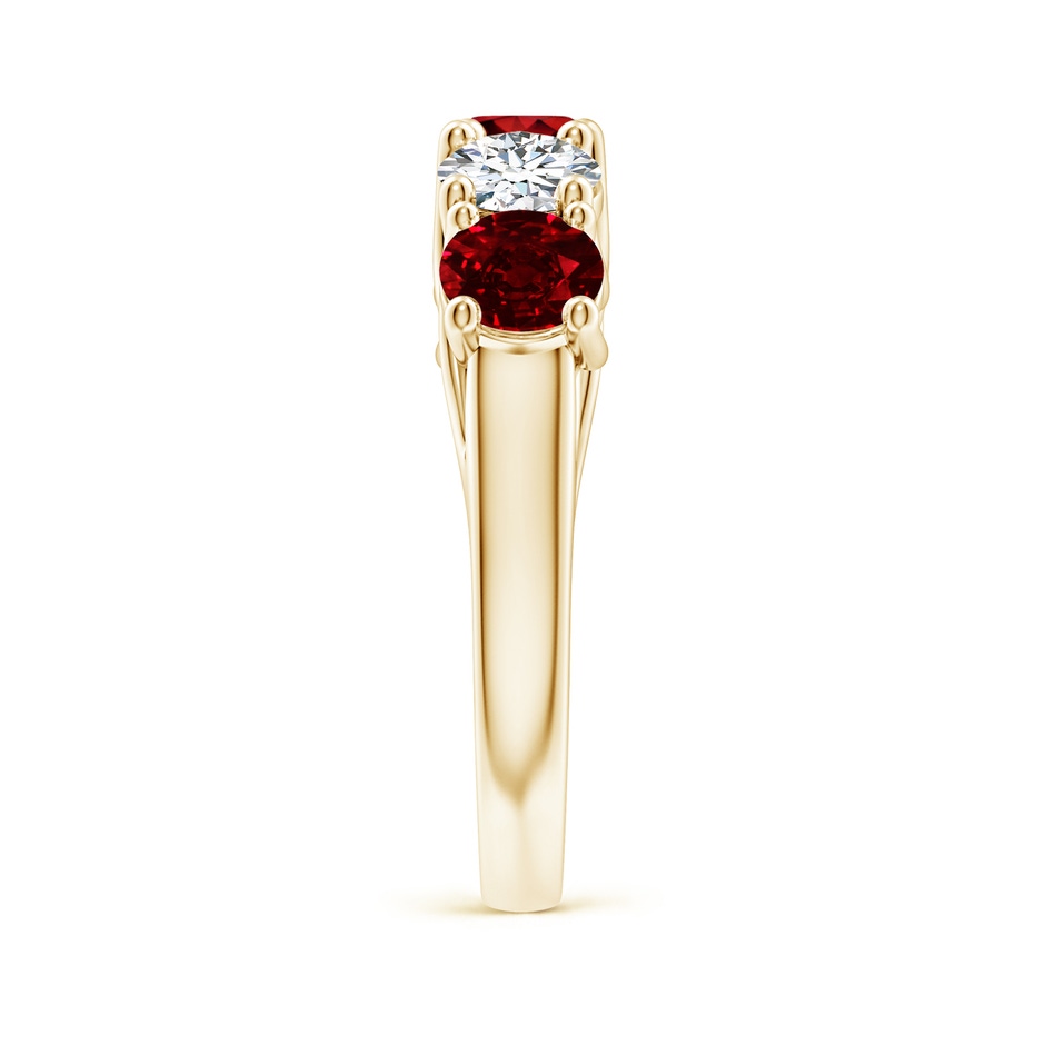 5mm AAAA Half Eternity Five Stone Ruby and Diamond Wedding Band in Yellow Gold side 299