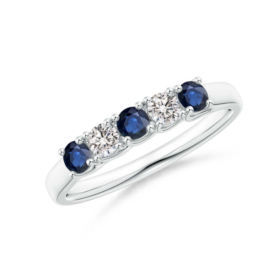 2.8mm AA Half Eternity Five Stone Sapphire and Diamond Wedding Band in P950 Platinum 