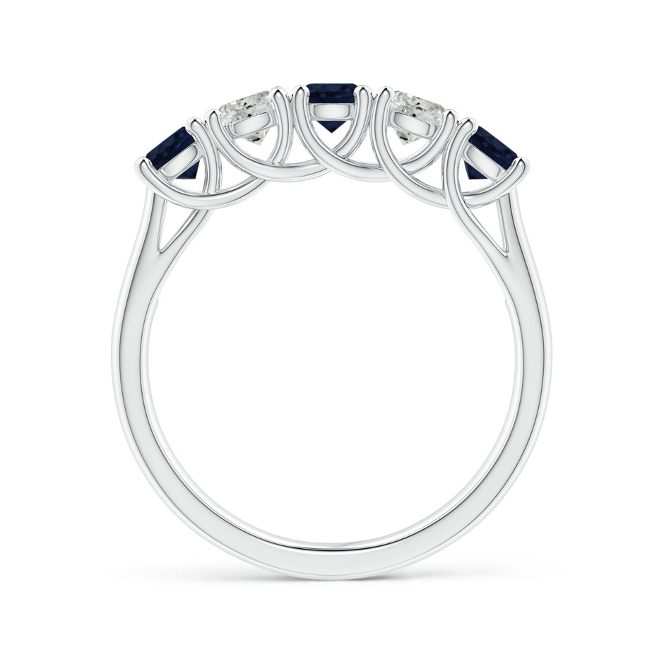 3.8mm A Half Eternity Five Stone Sapphire and Diamond Wedding Band in White Gold side 199