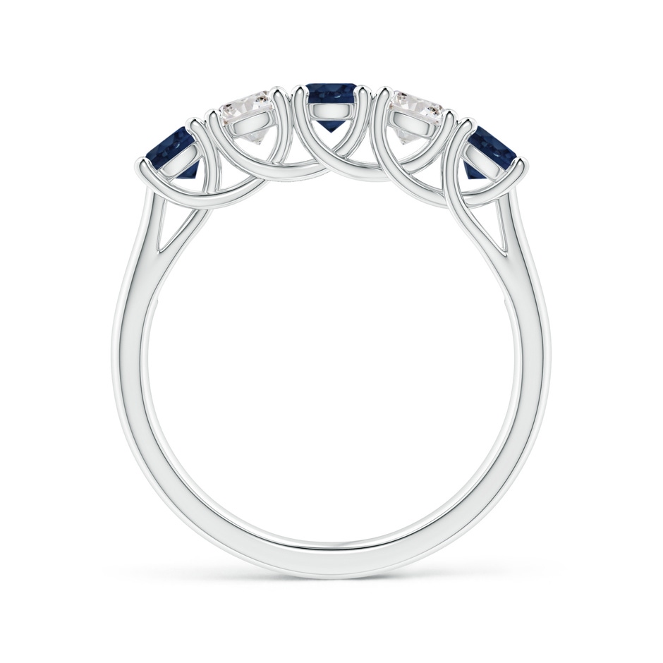 3.8mm AA Half Eternity Five Stone Sapphire and Diamond Wedding Band in White Gold side 199