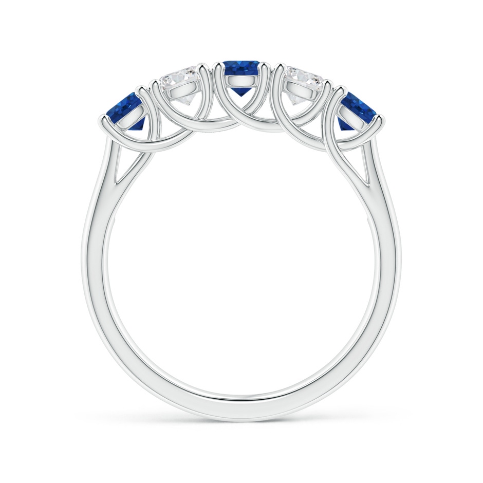 3.8mm AAA Half Eternity Five Stone Sapphire and Diamond Wedding Band in S999 Silver side 199