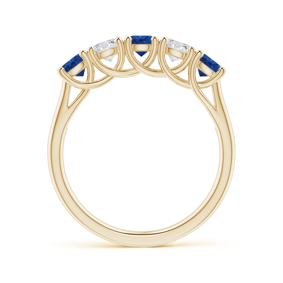 3.8mm AAA Half Eternity Five Stone Sapphire and Diamond Wedding Band in Yellow Gold side 199