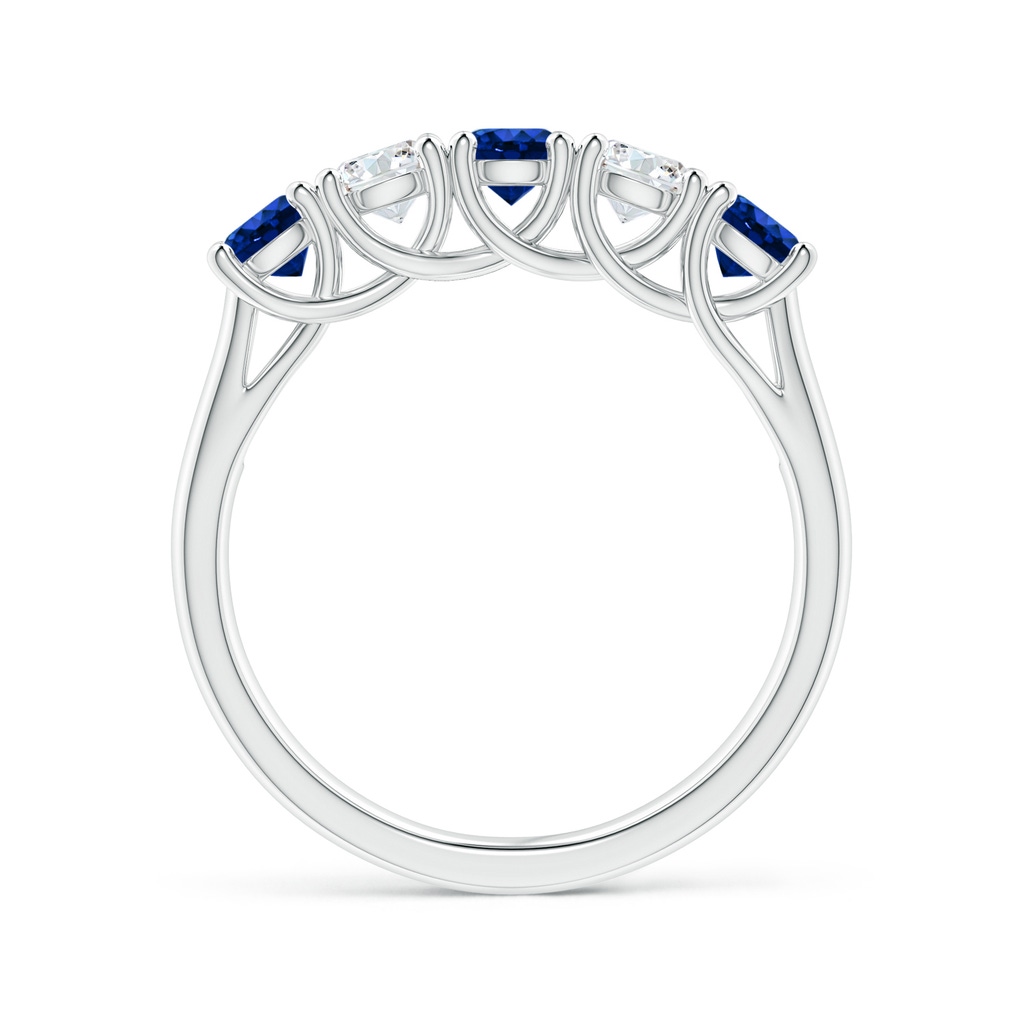 3.8mm Lab-Grown Half Eternity Five Stone Sapphire and Diamond Wedding Band in P950 Platinum - side 199