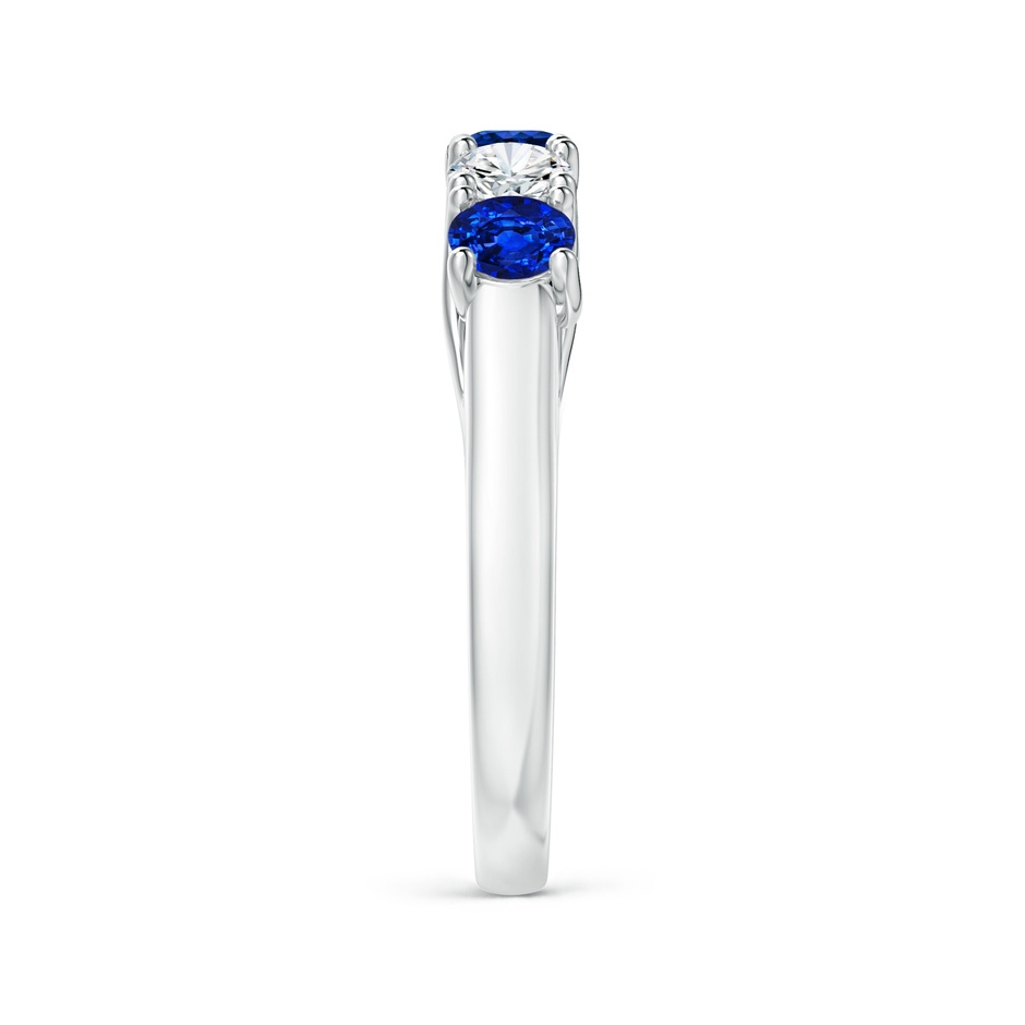 3.8mm AAAA Half Eternity Five Stone Sapphire and Diamond Wedding Band in P950 Platinum side 299