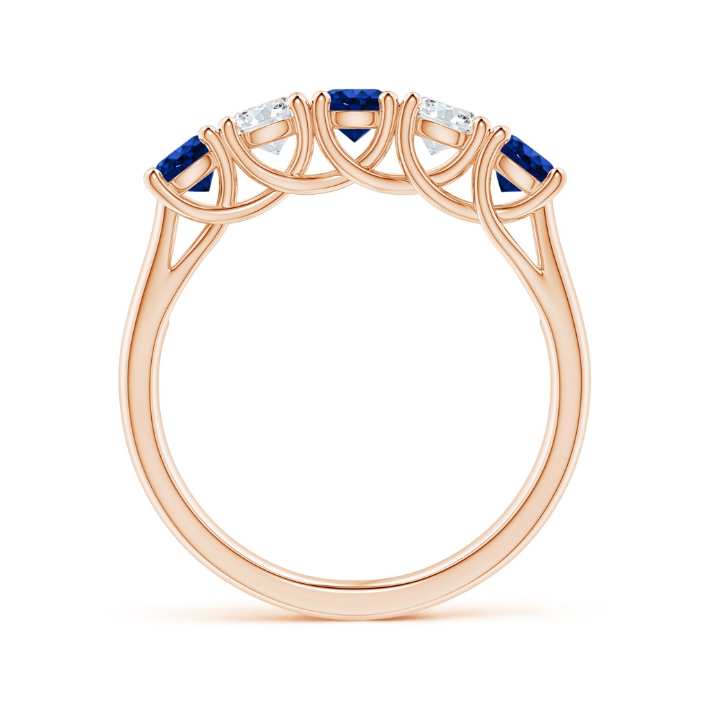 3.8mm Lab-Grown Half Eternity Five Stone Sapphire and Diamond Wedding Band in Rose Gold - side 199