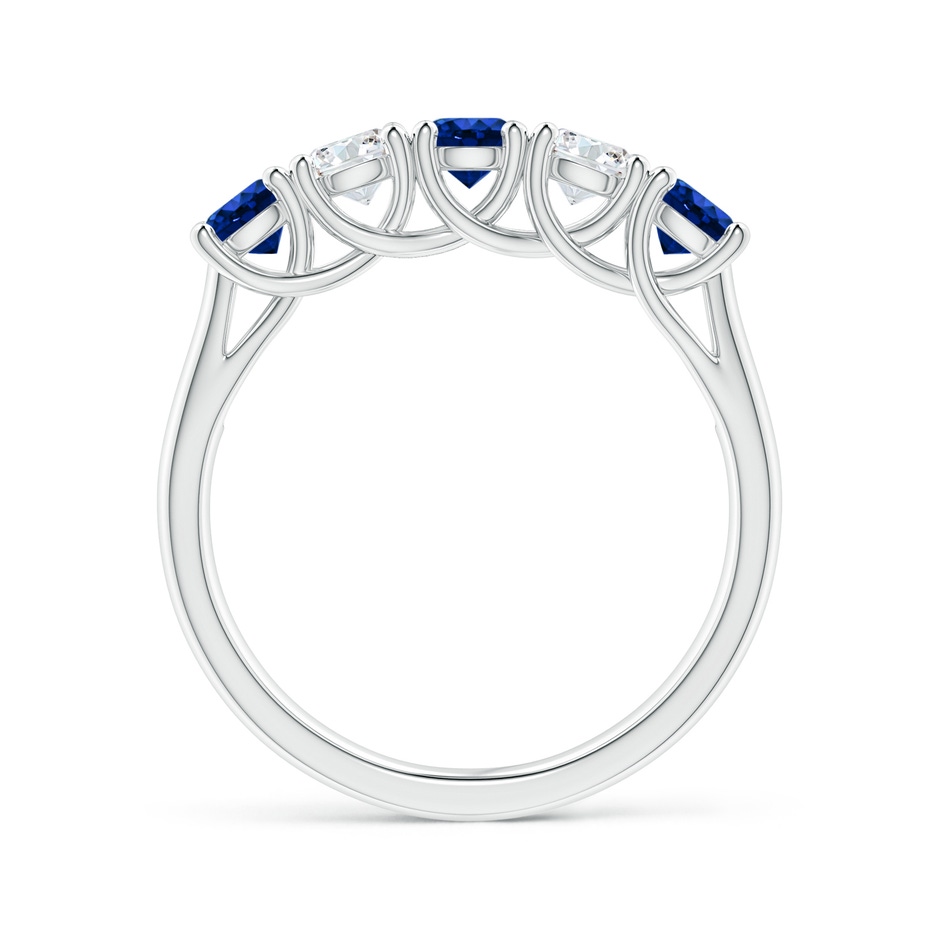 3.8mm AAAA Half Eternity Five Stone Sapphire and Diamond Wedding Band in White Gold side 199