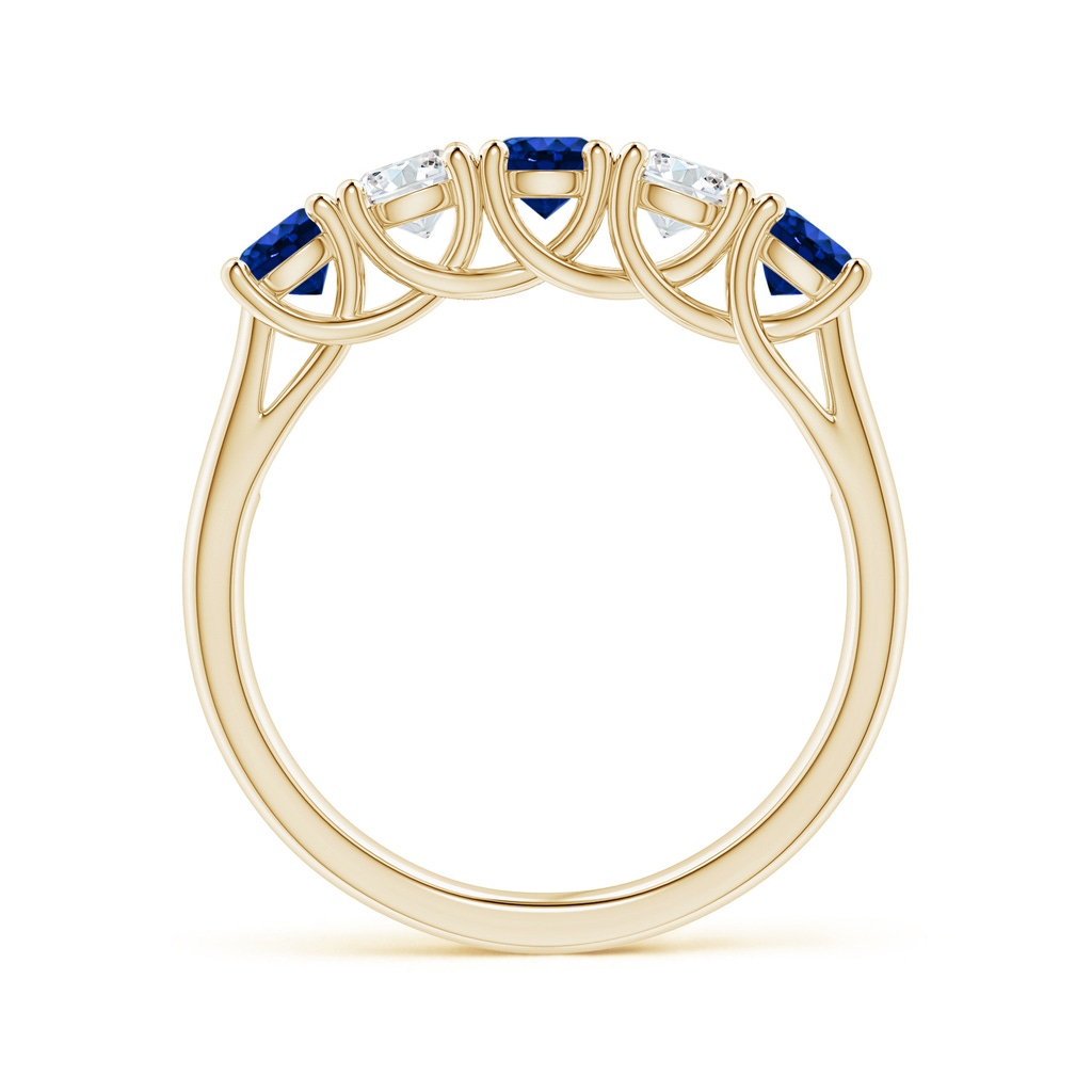 3.8mm Lab-Grown Half Eternity Five Stone Sapphire and Diamond Wedding Band in Yellow Gold - side 199