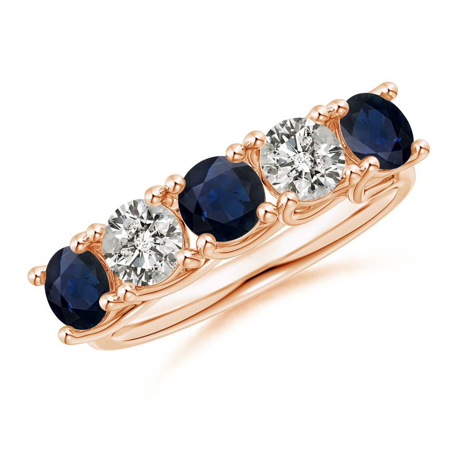 4.5mm A Half Eternity Five Stone Sapphire and Diamond Wedding Band in Rose Gold 