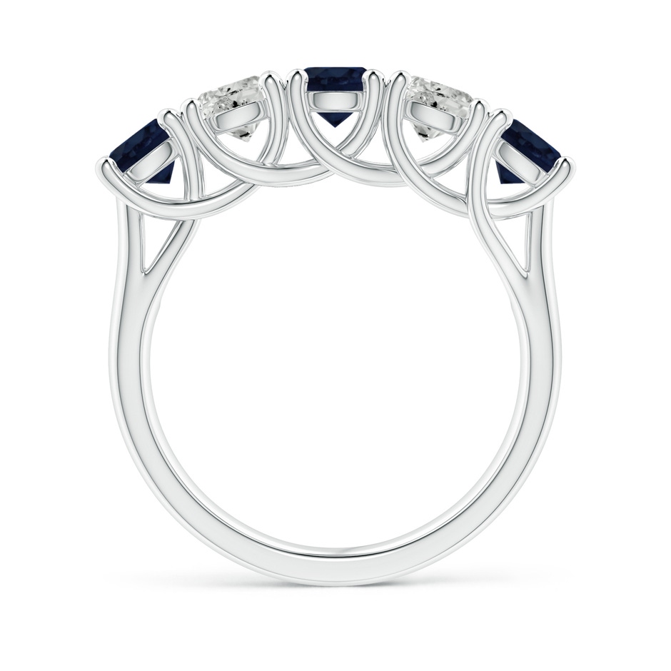 4.5mm A Half Eternity Five Stone Sapphire and Diamond Wedding Band in White Gold side 199